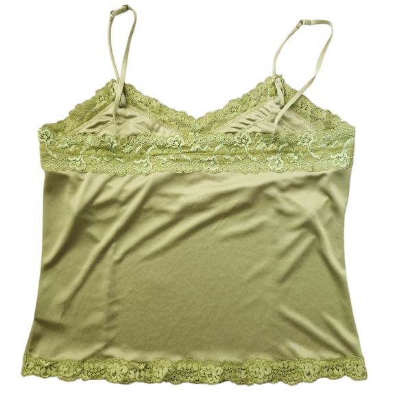 WORTHINGTON green lace camisole spaghetti strap, satin, petite, large - Picture 3 of 6